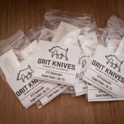 Grit Knives #24 Replaceable Scalpel Blades ( Qty 10)