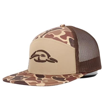 AF Waterfowl Youth Size 7 Panel Brown Old School AFW Style w/ 3 D Puff and Brown Mesh