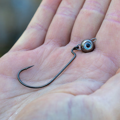 Reaction Tackle Free Swing Jig Head with Realistic Eye 5-Pack - Ideal for Ned Rig and Texas Rig - 97% Tungsten