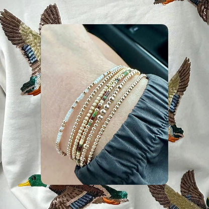 AF Waterfowl 14K Gold Filled and Camo Color Seed Bead Stretch Bracelets