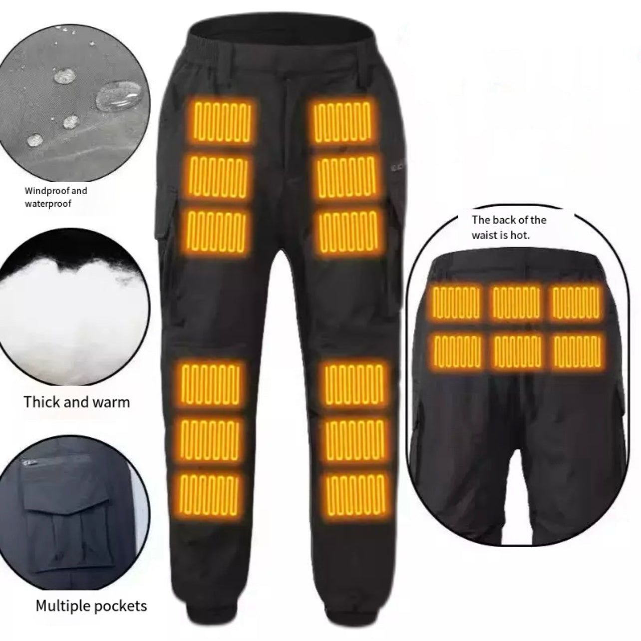 LITEGUEST 18-Zone Heated Pants Multi-Pocket Winter Outdoor Wear