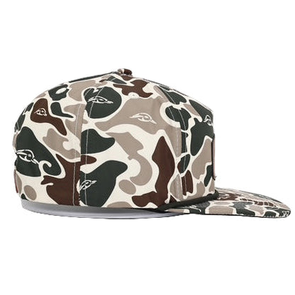 AF Waterfowl - Leather Patch AF Waterfowl Green and Brown Camo Vintage Rope Old School Hat