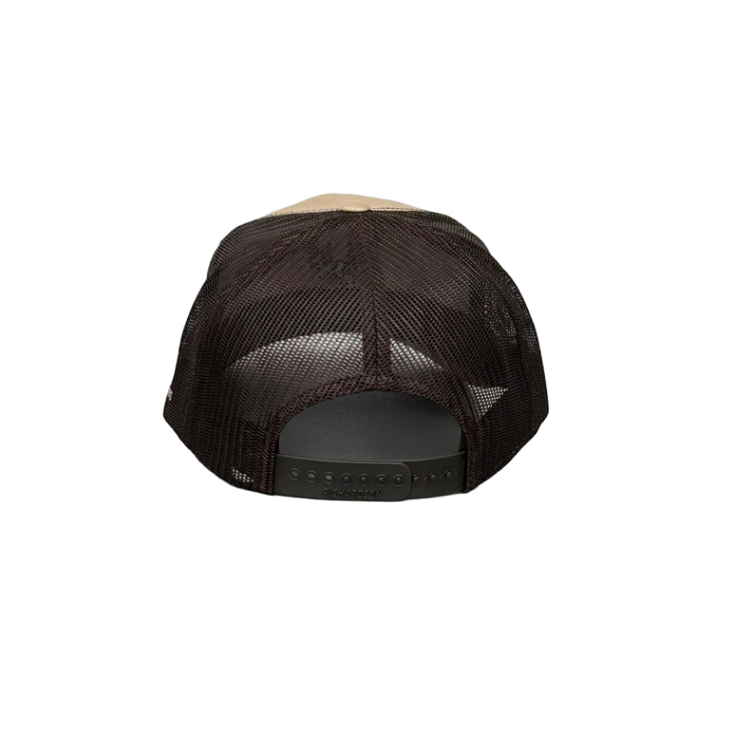 American Flyway Waterfowl 112 Khaki / Coffee Buck Logo Trucker