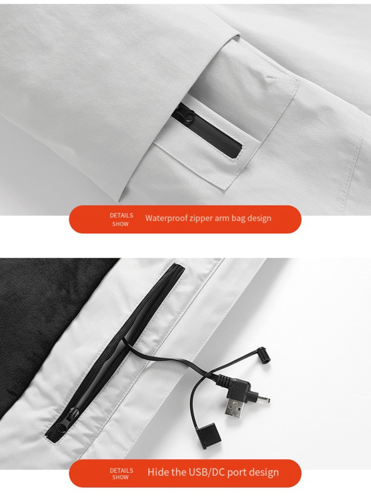 LITEGUEST Waterproof Heated Jacket 5-Zone USB-Powered for Outdoor