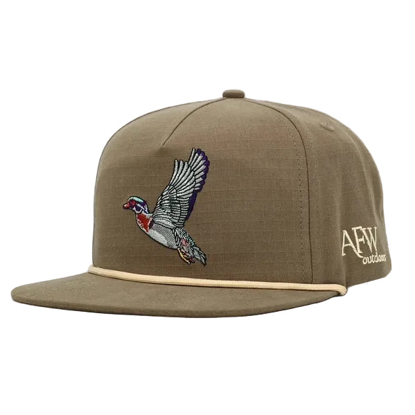 American Flyway Waterfowl Flying Wood Duck Brown RipStop Hat