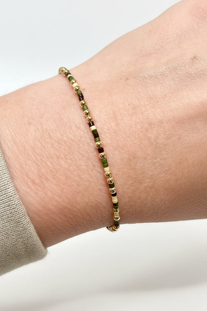 AF Waterfowl 14K Gold Filled and Camo Color Seed Bead Stretch Bracelets