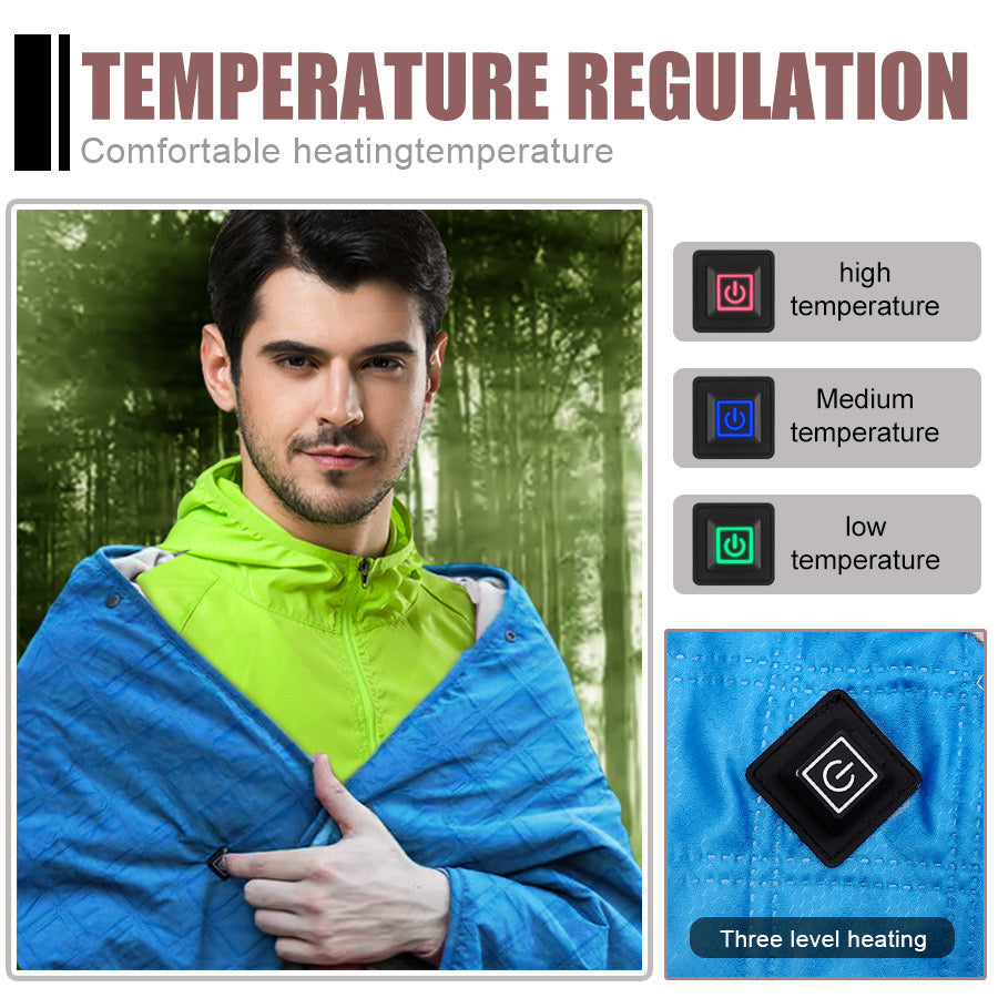 LITEGUEST Heated Camping Blanket Polar Fleece Waterproof USB-Powered