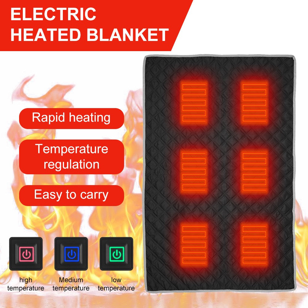 LITEGUEST Heated Camping Blanket Polar Fleece Waterproof USB-Powered