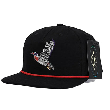 American Flyway Waterfowl Flying Wood Duck Black RipStop Hat