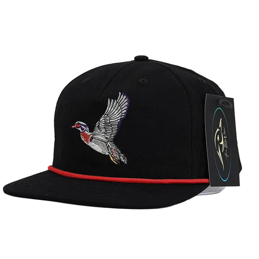 American Flyway Waterfowl Flying Wood Duck Black RipStop Hat