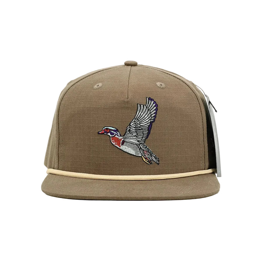 American Flyway Waterfowl Flying Wood Duck Brown RipStop Hat