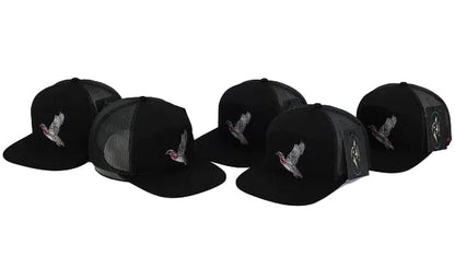 AF Waterfowl Flying Wood Duck Black 7 Panel Hat Trucker