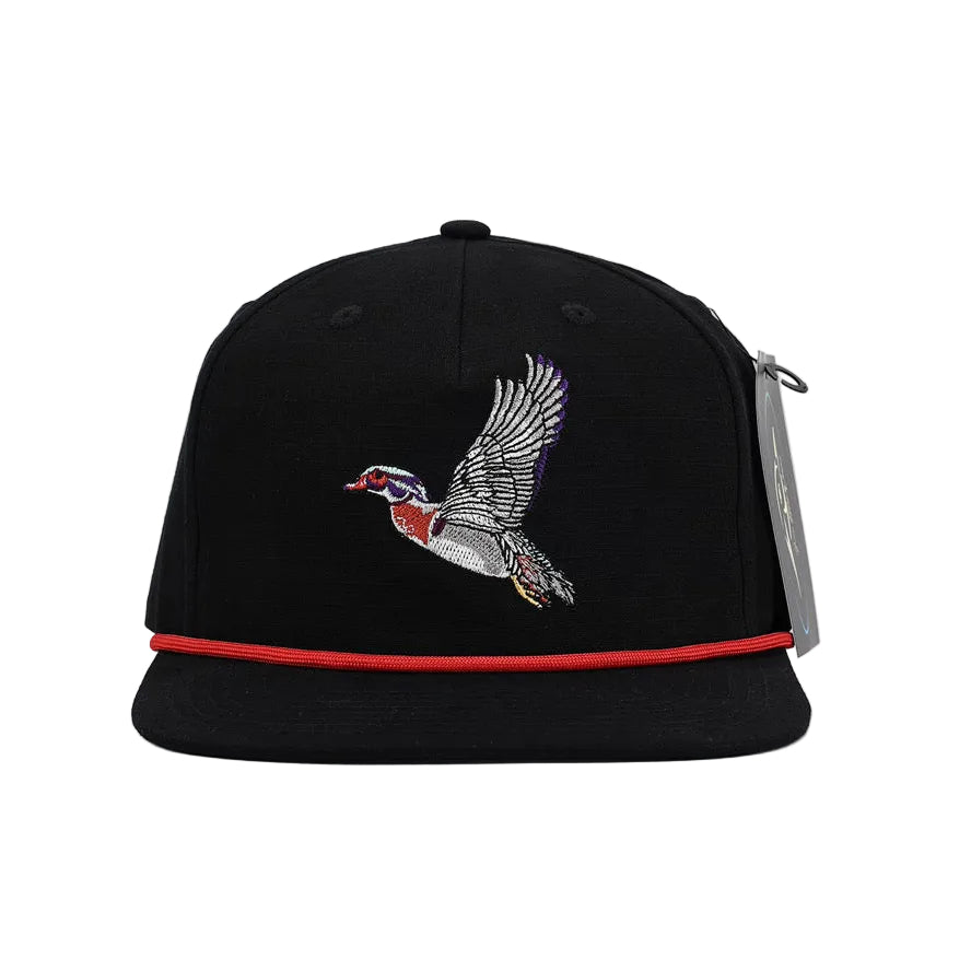 American Flyway Waterfowl Flying Wood Duck Black RipStop Hat