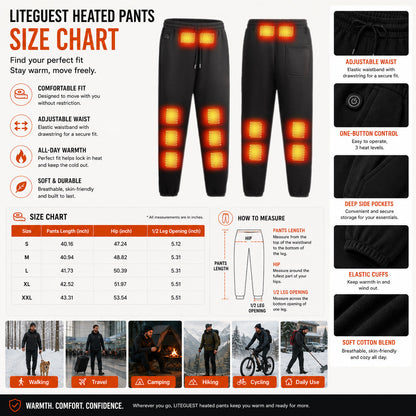 LITEGUEST 14-Zone USB Heated Pants – Winter Outdoor Heated Pants