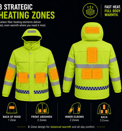 LITEGUEST Smart Heated Reflective Work Jacket for Outdoor Duty