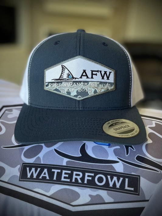 AF Waterfowl Fishing Patch Hat - Navy/ White Snapback Trucker