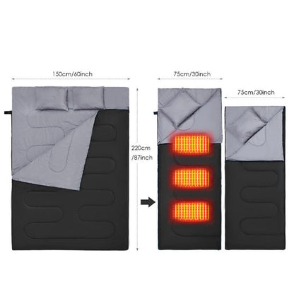 LITEGUEST Heated Double Sleeping Bag USB-Powered for Cold-Weather Camping