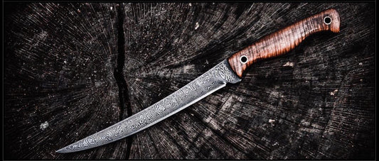 KBS Knives Handmade Damascus Good Fillet Knife with Rosewood Handle