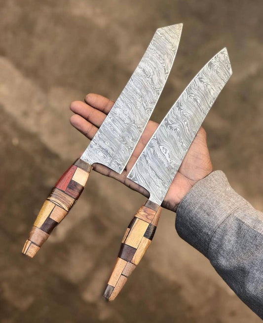 KBS Knives Damascus Steel Chef Knives Pairing Set