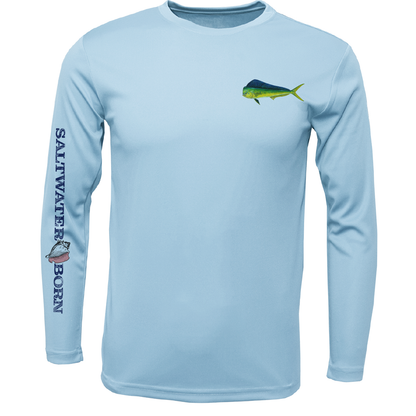 Saltwater Born Key West, FL Mahi on Chest Long Sleeve UPF 50+ Dry-Fit Shirt