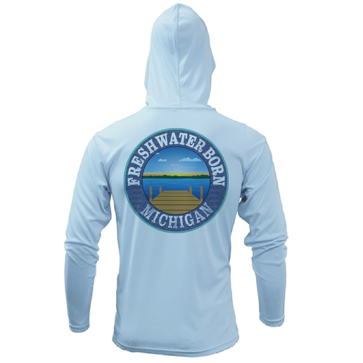 Saltwater Born Michigan Freshwater Born SUP Flag Women's Long Sleeve UPF 50+ Dry-Fit Hoodie