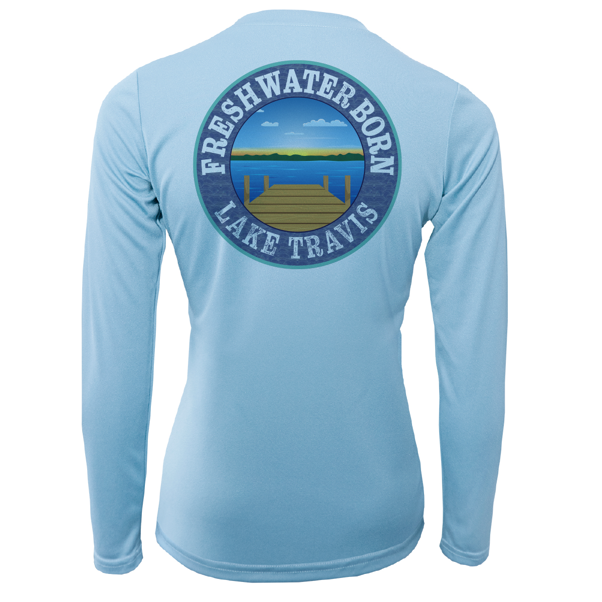 Saltwater Born Lake Travis Freshwater Born Texas Flag Women's Long Sleeve UPF 50+ Dry-Fit Shirt