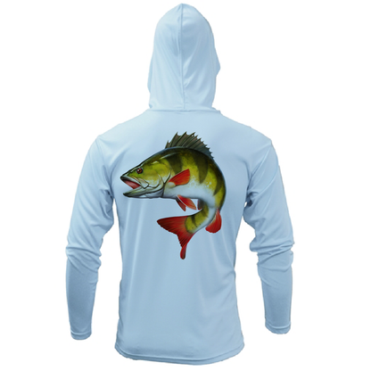 Saltwater Born Michigan Freshwater Born Perch Men's Long Sleeve UPF 50+ Dry-Fit Hoodie