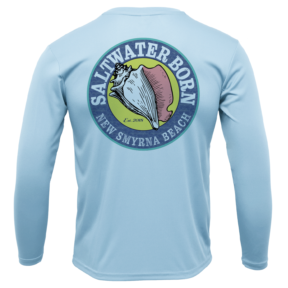 Saltwater Born New Smyrna Beach, FL Logo Men's Long Sleeve UPF 50+ Dry-Fit Shirt