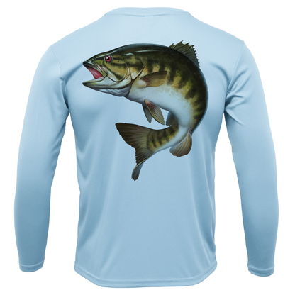 Saltwater Born Michigan Freshwater Born Smallmouth Bass Men's Long Sleeve UPF 50+ Dry-Fit Shirt