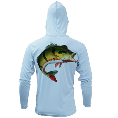 Saltwater Born Miami, FL Freshwater Born Peacock Bass Men's Long Sleeve UPF 50+ Dry-Fit Hoodie