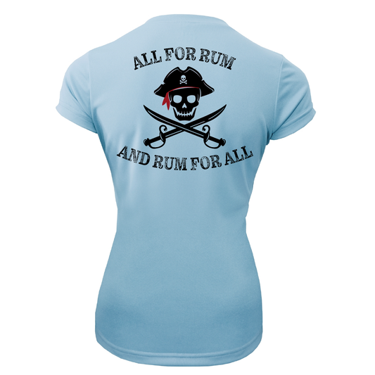 Saltwater Born DFW, TX Freshwater Born "All For Rum and Rum For All" Women's Short Sleeve UPF 50+ Dry-Fit Shirt