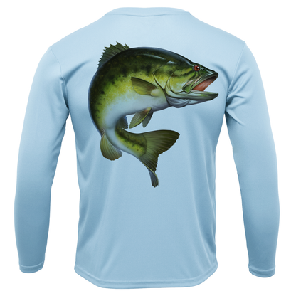 Saltwater Born Marietta, GA Freshwater Born Largemouth Bass Men's Long Sleeve UPF 50+ Dry-Fit Shirt