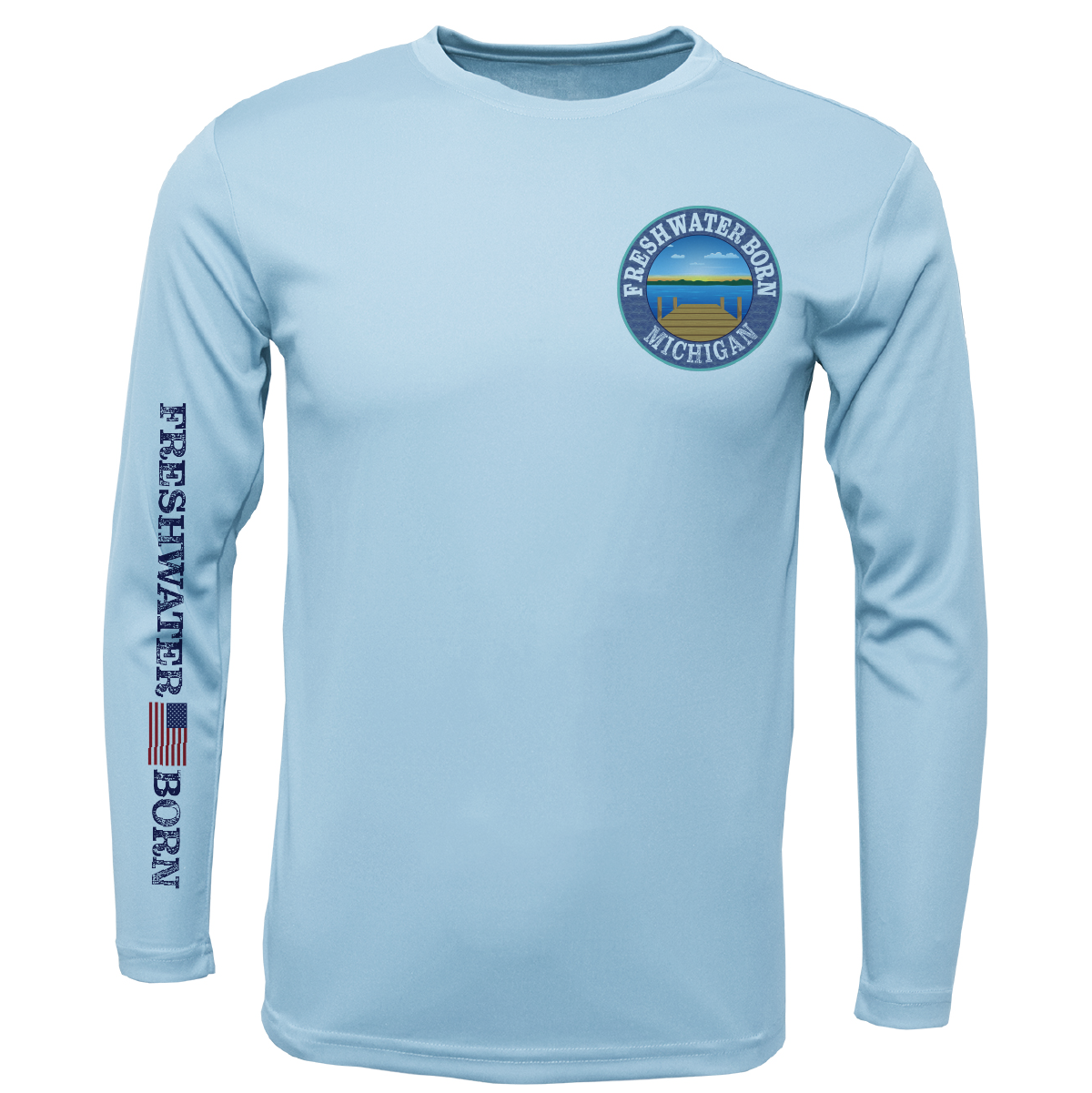 Saltwater Born Michigan Freshwater Born Smallmouth Bass Men's Long Sleeve UPF 50+ Dry-Fit Shirt