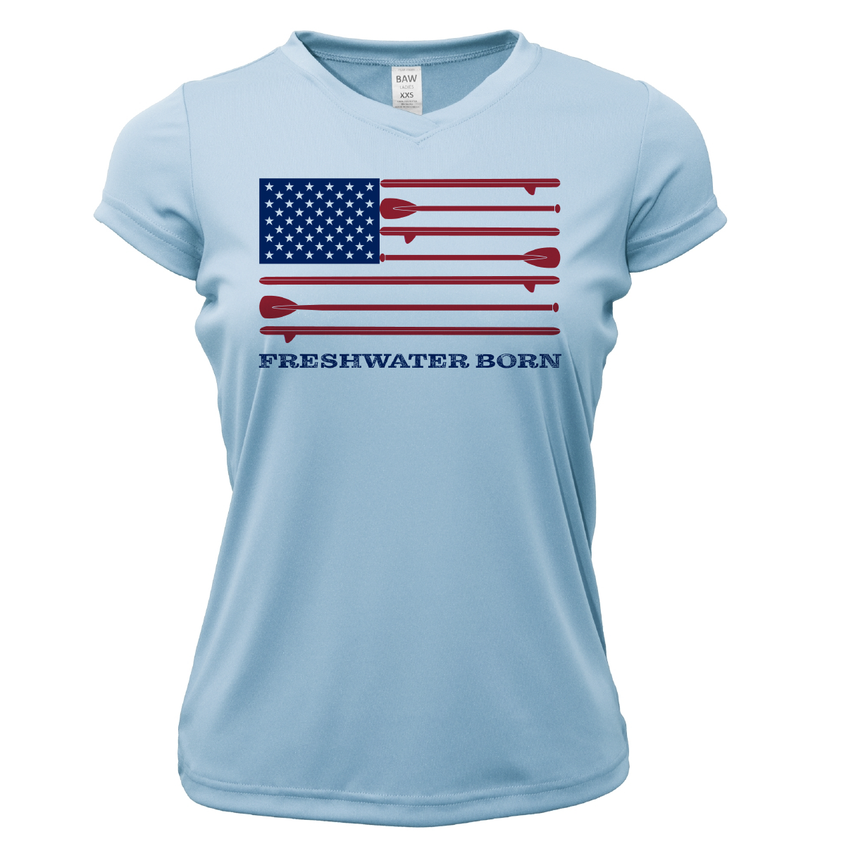 Saltwater Born Lake Travis Freshwater Born SUP Flag Women's Short Sleeve UPF 50+ Dry-Fit Shirt