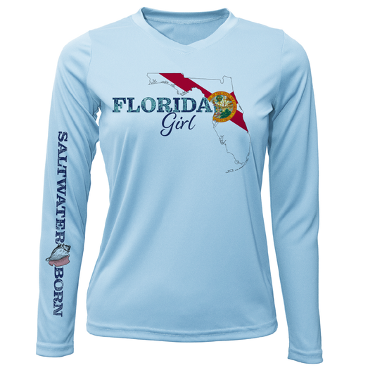 Saltwater Born St. Petersburg, Florida Girl Women's Long Sleeve UPF 50+ Dry-Fit Shirt
