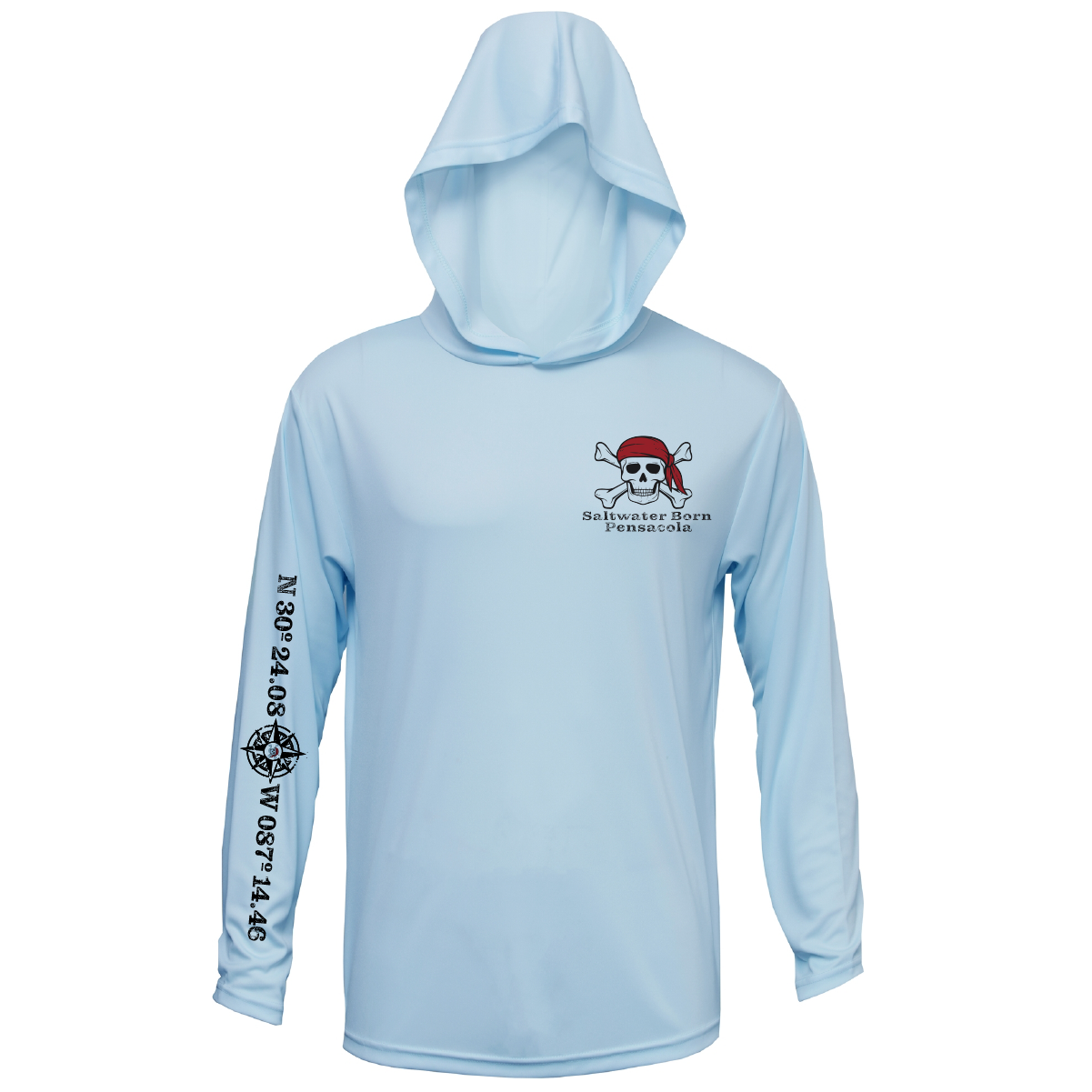 Saltwater Born Pensacola, FL "All for Rum and Rum for All" Long Sleeve UPF 50+ Dry-Fit Hoodie