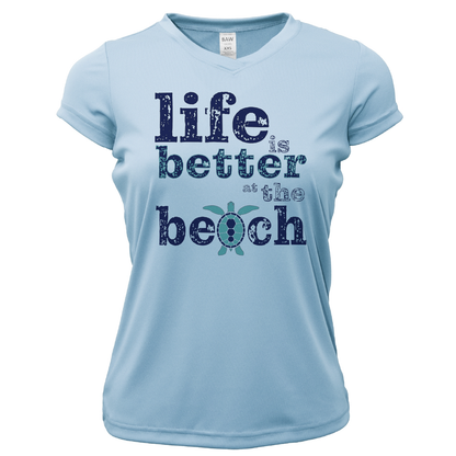 Saltwater Born St. Pete Beach, FL "Life is Better At The Beach" Turtle Women's Short Sleeve UPF 50+ Dry-Fit Shirt