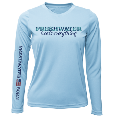 Saltwater Born Michigan "Freshwater Heals Everything" Women's Long Sleeve UPF 50+ Dry-Fit Shirt