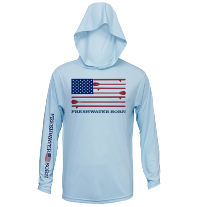 Saltwater Born Michigan Freshwater Born SUP Flag Women's Long Sleeve UPF 50+ Dry-Fit Hoodie