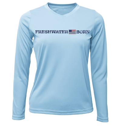 Saltwater Born Michigan Freshwater Born Linear Logo Women's Long Sleeve UPF 50+ Dry-Fit Shirt