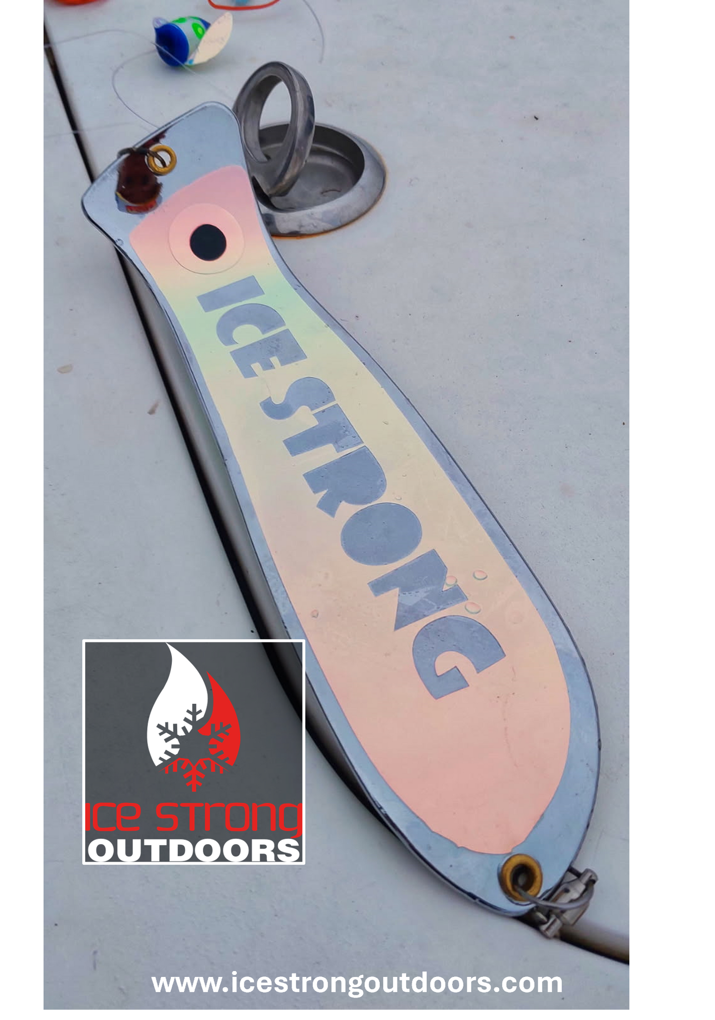 Ice Strong Outdoors - 10" Chrome / Glow Dual Fin Fishblade