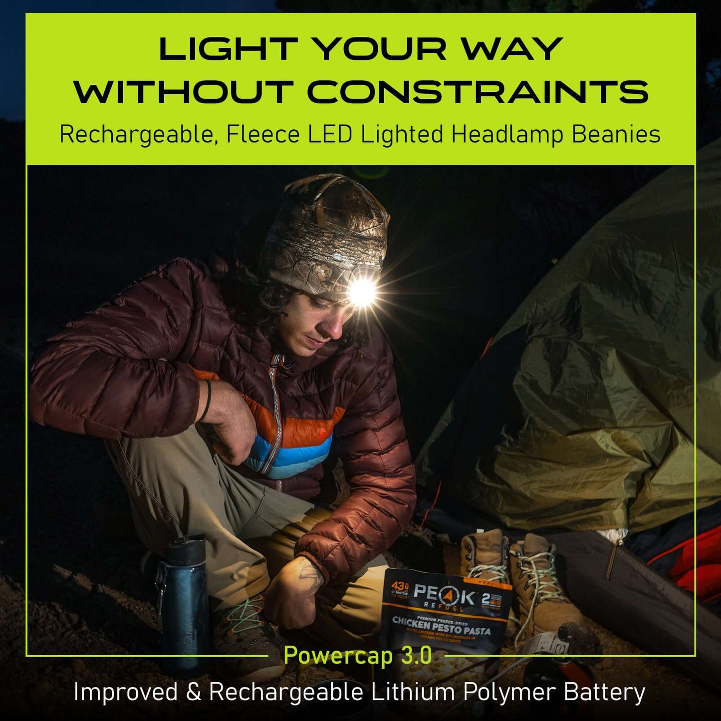 Panther Vision POWERCAP 3.0 Lighted Headlamp Fleece Beanies Rechargeable LED - 150 Lumens