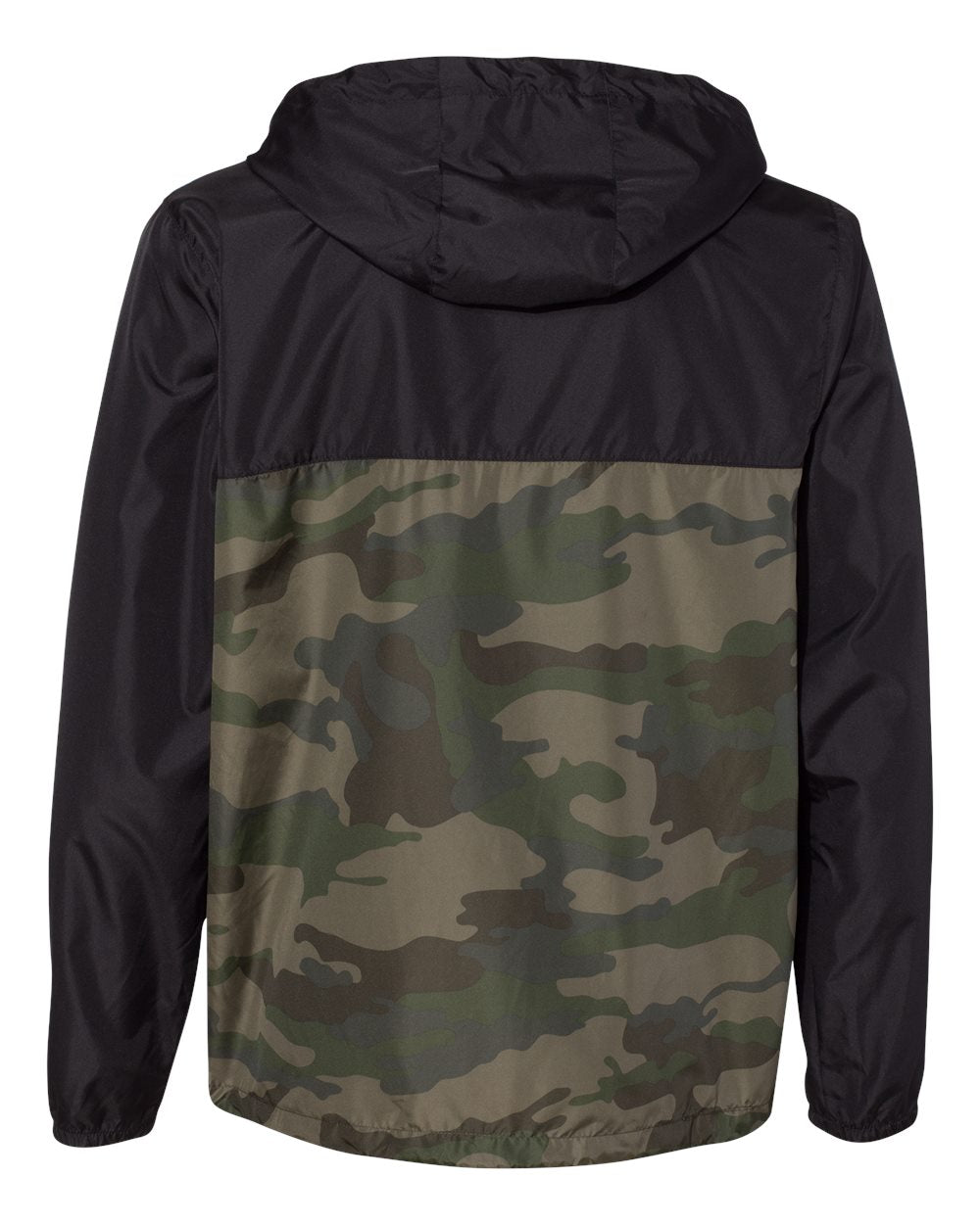 American Flyway Waterfowl Camo and Black Lightweight Full Zip Pullover Windbreaker Jacket - Water Resistant