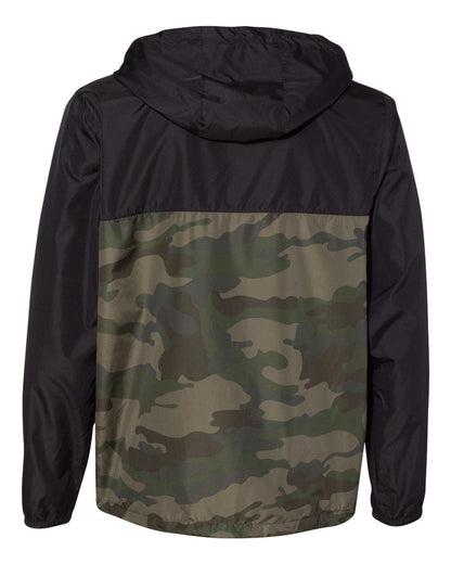 American Flyway Waterfowl Camo and Black Lightweight Full Zip Pullover Windbreaker Jacket - Water Resistant