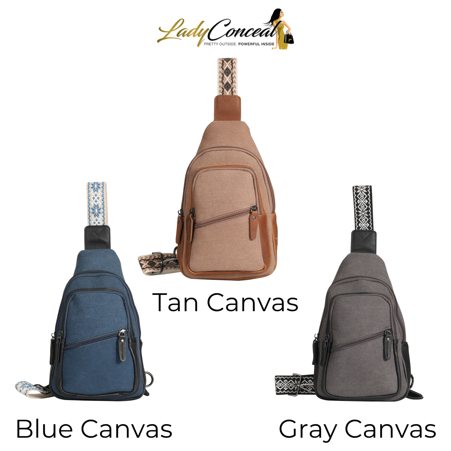 Concealed Carry Indie Canvas Sling by Lady Conceal