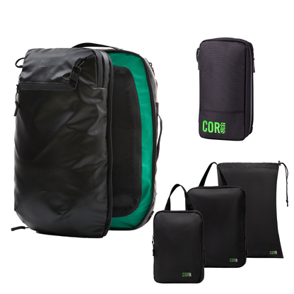 COR Surf Island Hopper Travel Bundle - Backpack + Toiletry Bag + Compression Packing Cubes with YKK