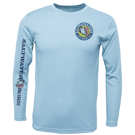 Saltwater Born Key West, FL Island Time Men's Long Sleeve UPF 50+ Dry-Fit Shirt