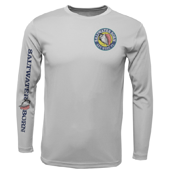 Saltwater Born Key West, FL Island Time Men's Long Sleeve UPF 50+ Dry-Fit Shirt