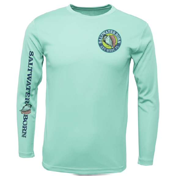 Saltwater Born Key West, FL Island Time Men's Long Sleeve UPF 50+ Dry-Fit Shirt