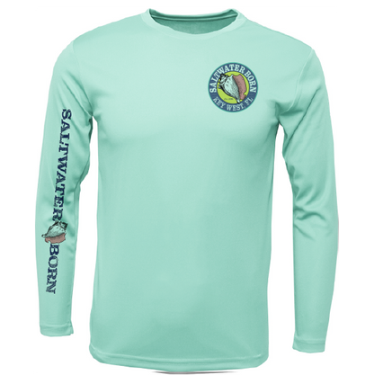Saltwater Born Key West, FL Island Time Men's Long Sleeve UPF 50+ Dry-Fit Shirt